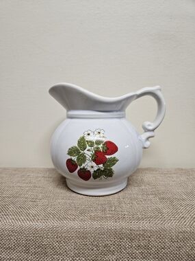 Vintage Ceramic McCoy Pottery Strawberry - Country Style Serving Pitcher